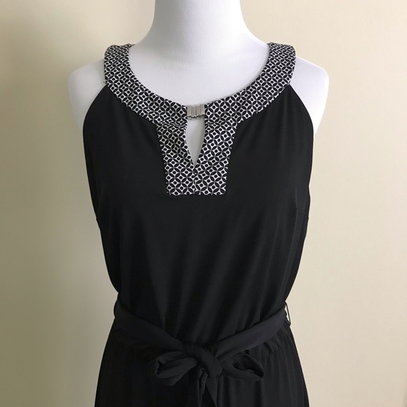 WHBM Tie-Belt Halter Dress B&W Detailing Sz S - Picture 2 of 8